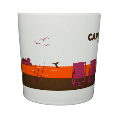 Dunkin' Donuts Cape Cod vintage Mug featuring beach scenery with chairs and a whale tail