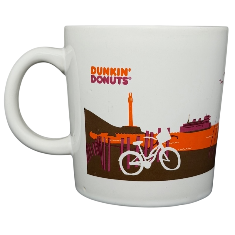 Dunkin' Donuts Cape Cod vintage Mug featuring a bicycle and coastal scenery design