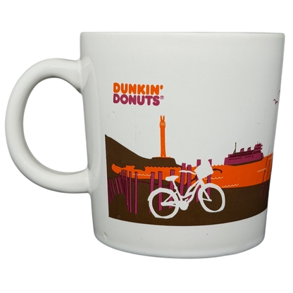 Dunkin' Donuts Cape Cod vintage Mug featuring a bicycle and coastal scenery design