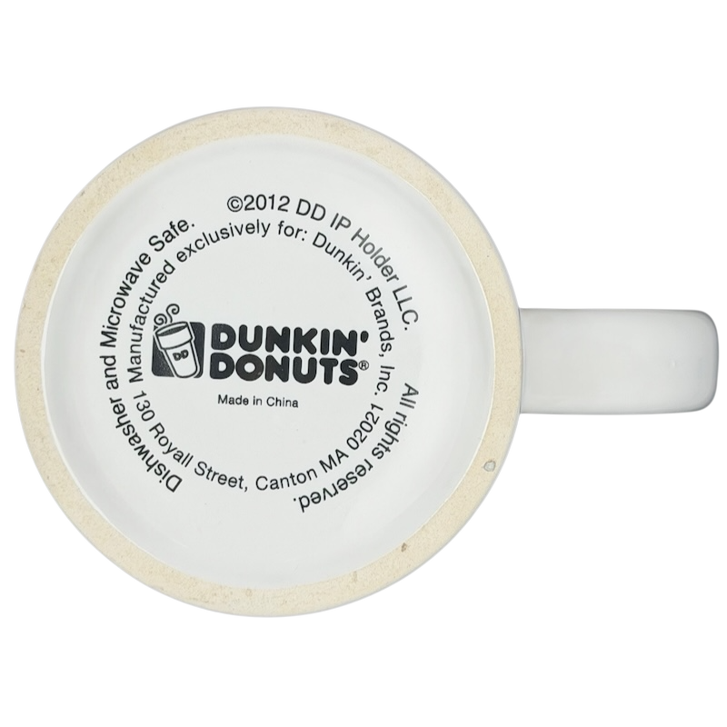 Bottom view of Dunkin' Donuts Cape Cod vintage Mug with logo and care instructions