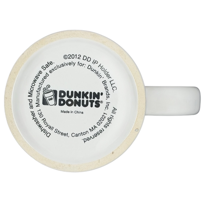Bottom view of Dunkin' Donuts Cape Cod vintage Mug with logo and care instructions