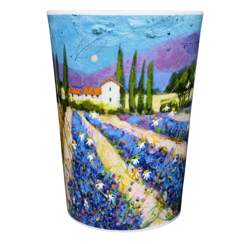 Bella Vista Deborah Phillips Mug Dunoon featuring a scenic floral landscape design in vibrant colors