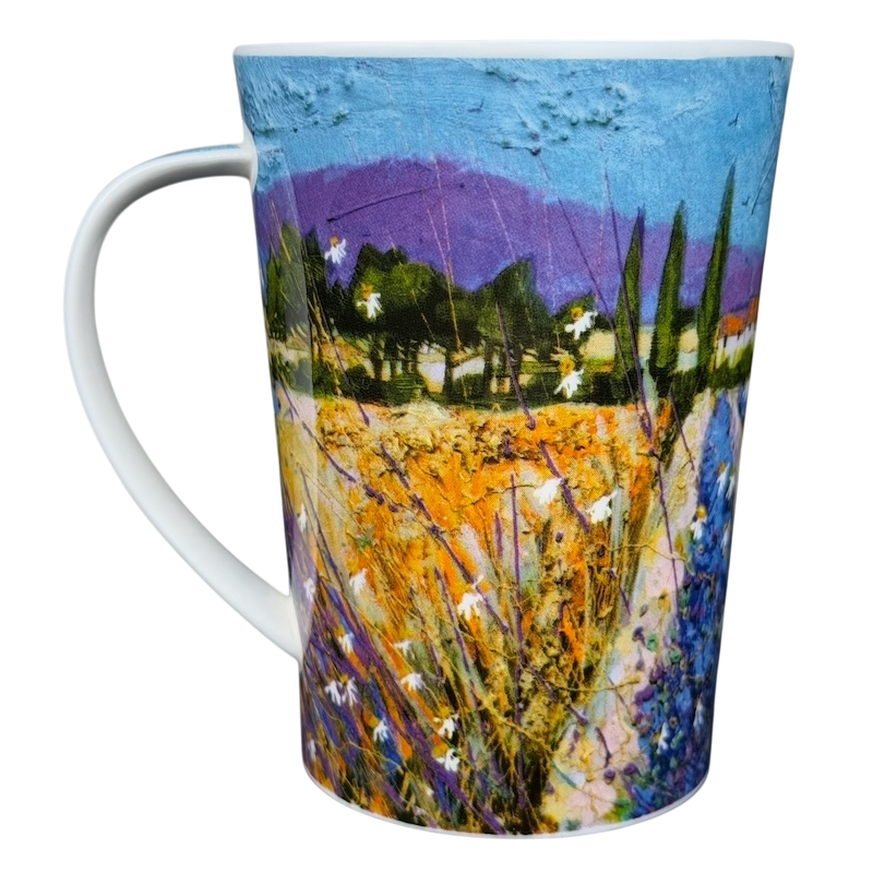 Bella Vista Deborah Phillips Mug Dunoon featuring vibrant floral landscape design in colorful hues