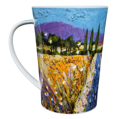 Bella Vista Deborah Phillips Mug Dunoon featuring vibrant floral landscape design in colorful hues