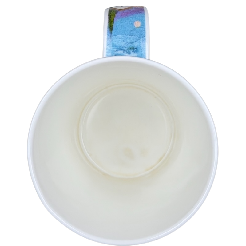 Inside view of Dunoon Bella Vista Deborah Phillips Mug with colorful handle design