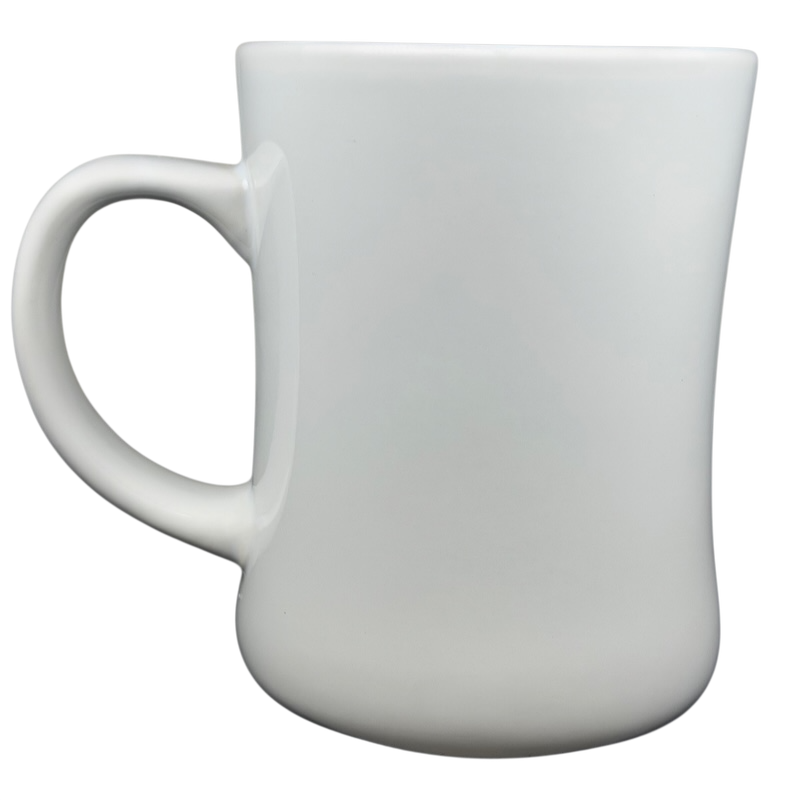 White ceramic Dutch Bros Coffee Guaranteed To Satisfy Mug with a classic shape and sturdy handle