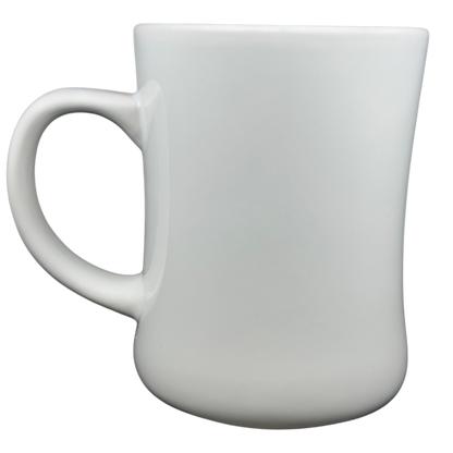 White ceramic Dutch Bros Coffee Guaranteed To Satisfy Mug with a classic shape and sturdy handle