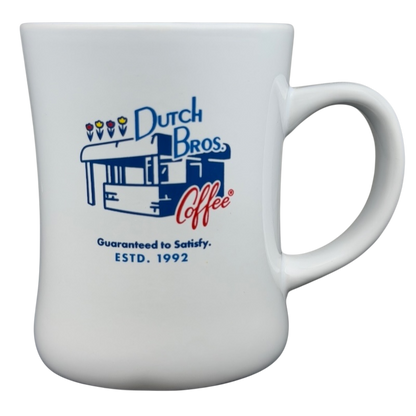 Dutch Bros Coffee Guaranteed To Satisfy Mug with logo and classic design for coffee lovers