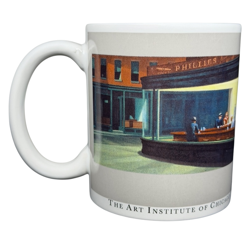 Edward Hopper Nighthawks mug featuring a classic diner scene from the iconic painting