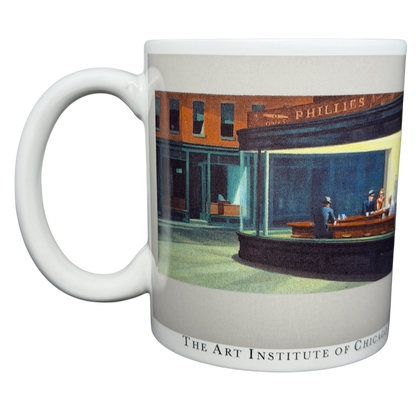Edward Hopper Nighthawks mug featuring a classic diner scene from the iconic painting