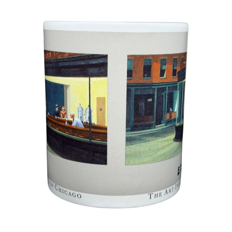 Edward Hopper Nighthawks mug featuring iconic artwork from the Art Institute of Chicago