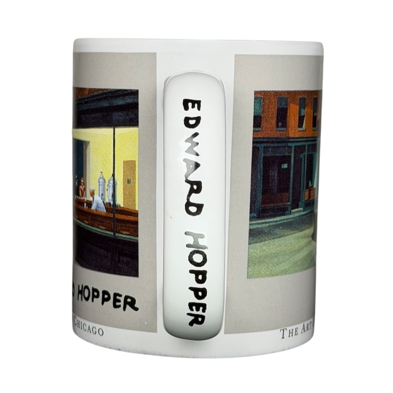 Edward Hopper Nighthawks mug featuring art from The Art Institute of Chicago, showcasing iconic cafe scene