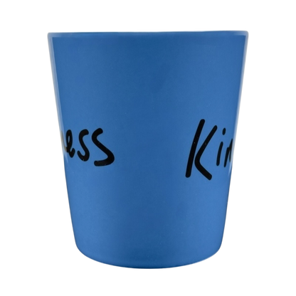 Royal Doulton Ellen Degeneres collectible kindness mug in blue with black handwritten text design