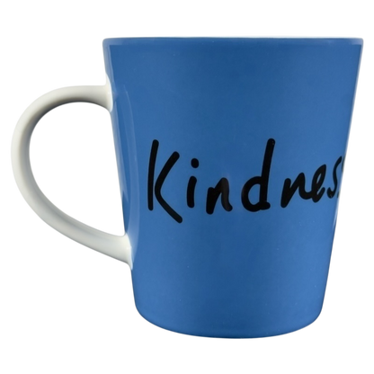 Royal Doulton Ellen Degeneres collectible kindness mug in blue with white handle and kindness text