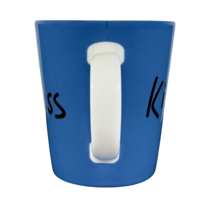 Royal Doulton Ellen Degeneres collectible kindness mug in blue with white handle and partial black text