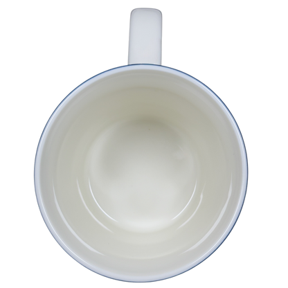 Top view of white Royal Doulton Ellen Degeneres collectible kindness mug showing clean interior and handle