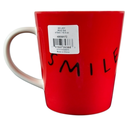 Royal Doulton Ellen Degeneres collectible smile mug in red with black lettering and white handle