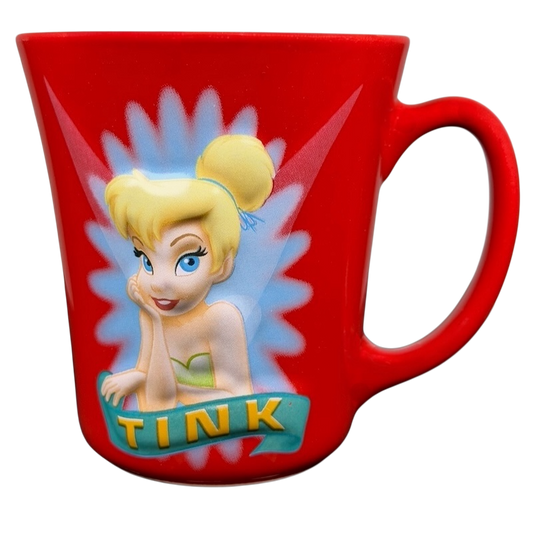 Disney embossed Tinker Bell red mug featuring Tinker Bell design and bright colors