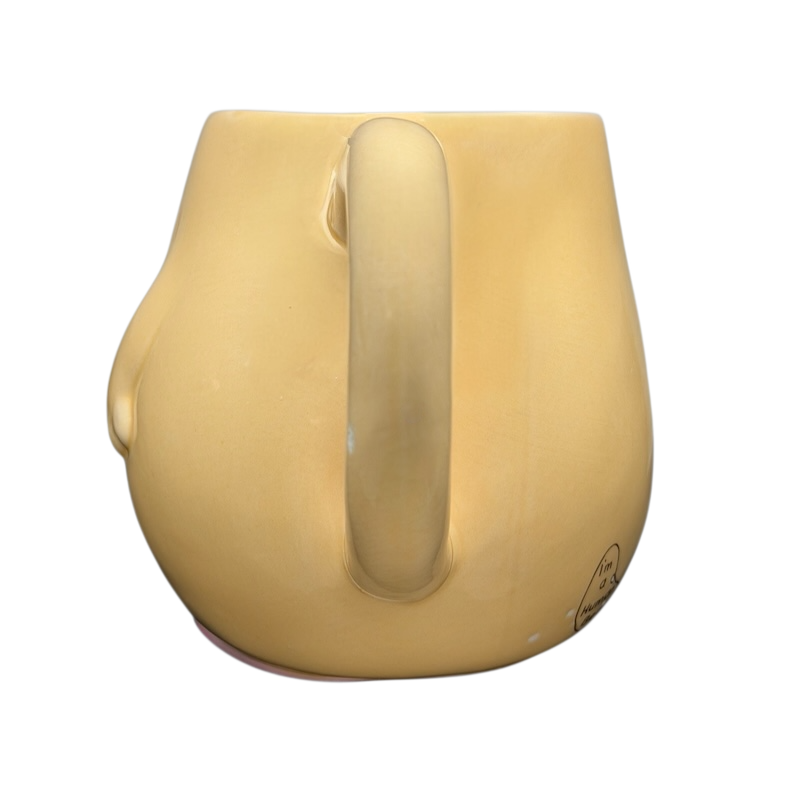 Yellow Enesco Human Beans Figural Lovable Mug with a Unique Hand-Shaped Handle