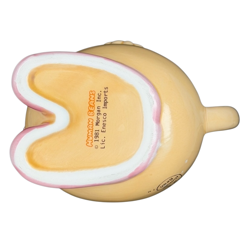 Top view of Human Beans Figural Lovable Mug Vintage Enesco showing unique design and playful features