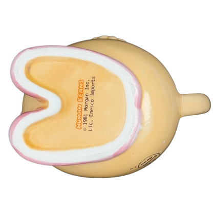 Top view of Human Beans Figural Lovable Mug Vintage Enesco showing unique design and playful features