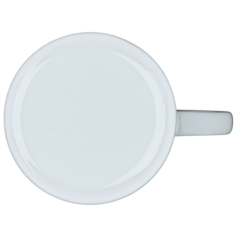 Top view of Erika Oller Cat In Control mug in white, perfect for cat lovers and tea or coffee enthusiasts