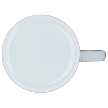 Top view of Erika Oller Cat In Control mug in white, perfect for cat lovers and tea or coffee enthusiasts