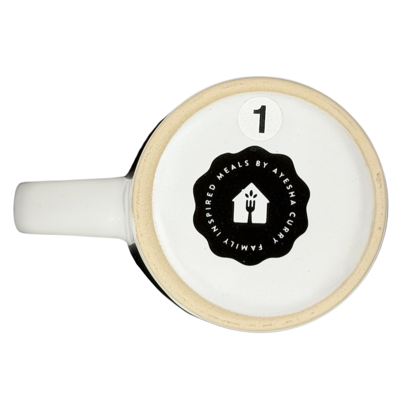 Bottom view of Coming In Hot FabFitFun Mug Ayesha Curry with logo and numbers
