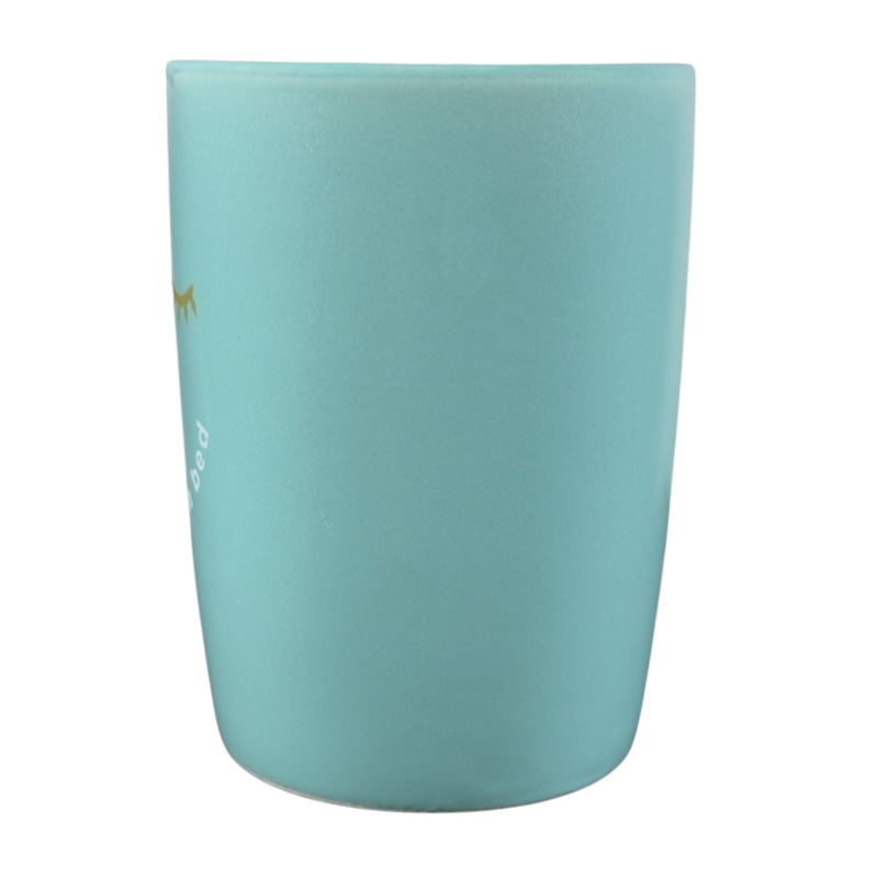 I'd Rather Be In Bed FabFitFun Mug Ayesha Curry in teal color with playful text design