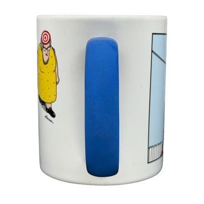 Far Side You Are Mine All Mine vintage mug featuring colorful cartoon characters and a blue handle