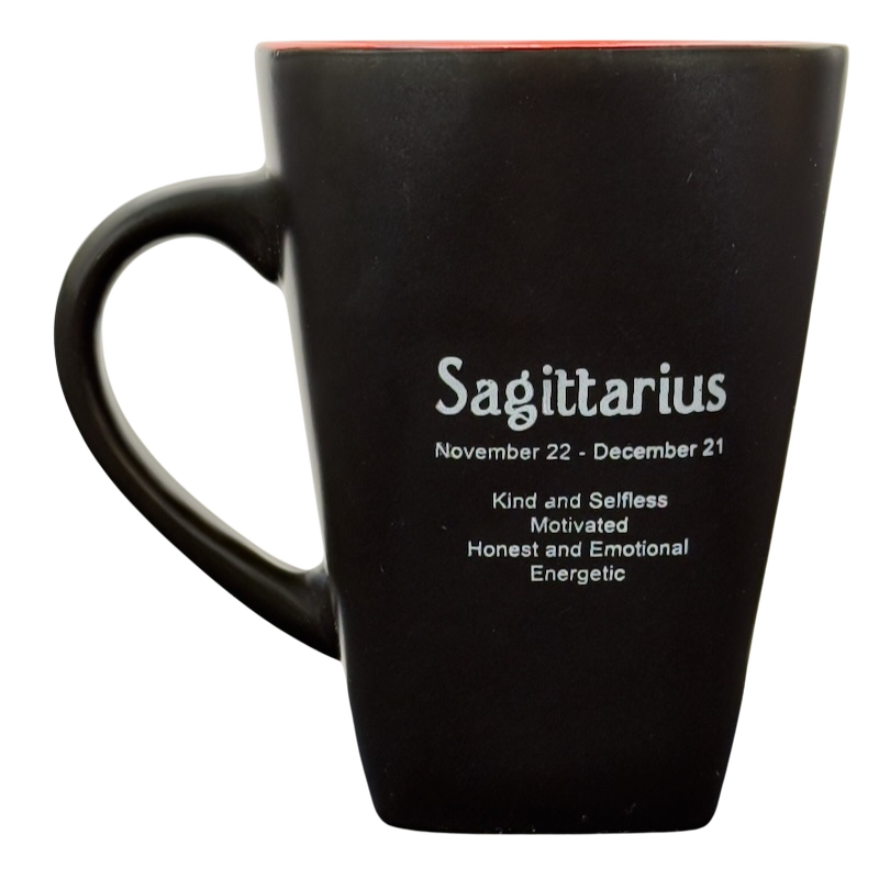 Sagittarius vintage zodiac Fisher mug black ceramic coffee mug with printed Sagittarius traits
