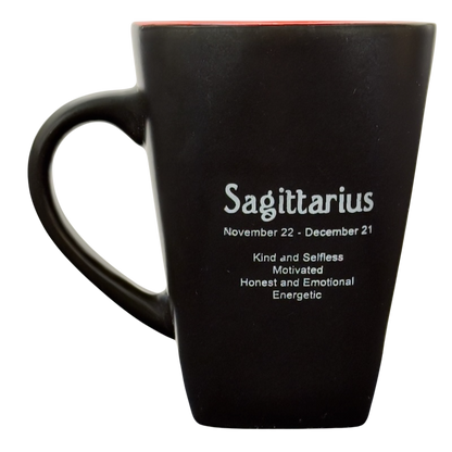 Sagittarius vintage zodiac Fisher mug black ceramic coffee mug with printed Sagittarius traits