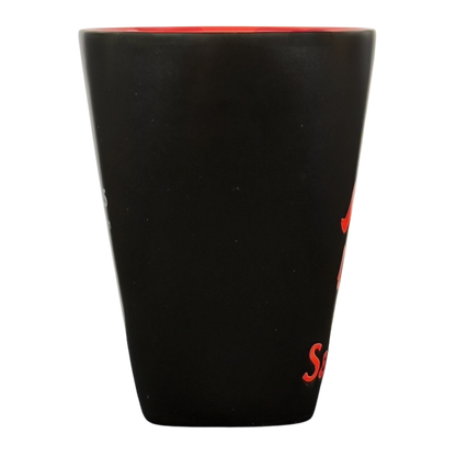 Sagittarius vintage zodiac Fisher mug matte black tall cup with red interior and red zodiac design