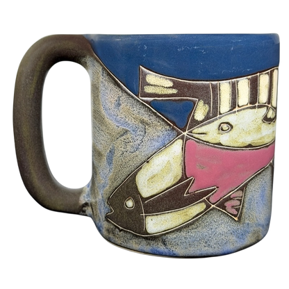 Five Fish Mara Mexico mug featuring a colorful fish design on a textured ceramic surface