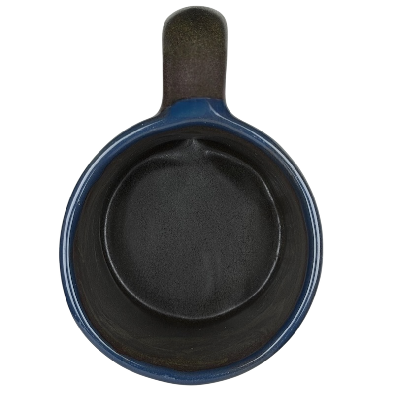 Top view of a Five Fish Mara Mexico mug featuring a glossy blue finish and dark interior