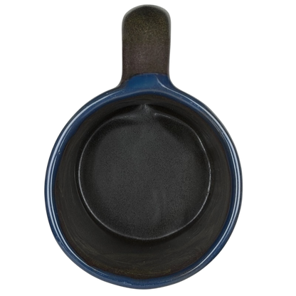 Top view of a Five Fish Mara Mexico mug featuring a glossy blue finish and dark interior