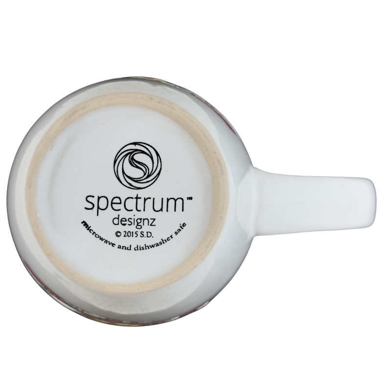 Bottom view of Spectrum Designz Floral Cat Silhouette Coffee Mug showing logo and smooth finish