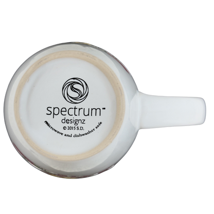 Bottom view of Spectrum Designz Floral Cat Silhouette Coffee Mug showing logo and smooth finish