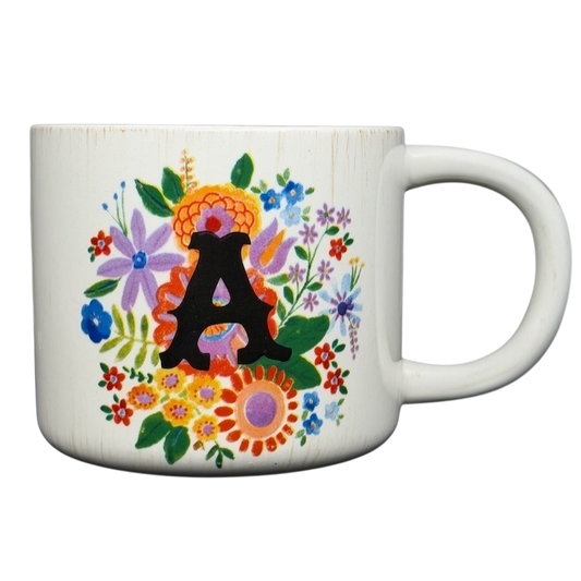 Natural Life floral monogram Letter A mug with colorful flower designs for personal use
