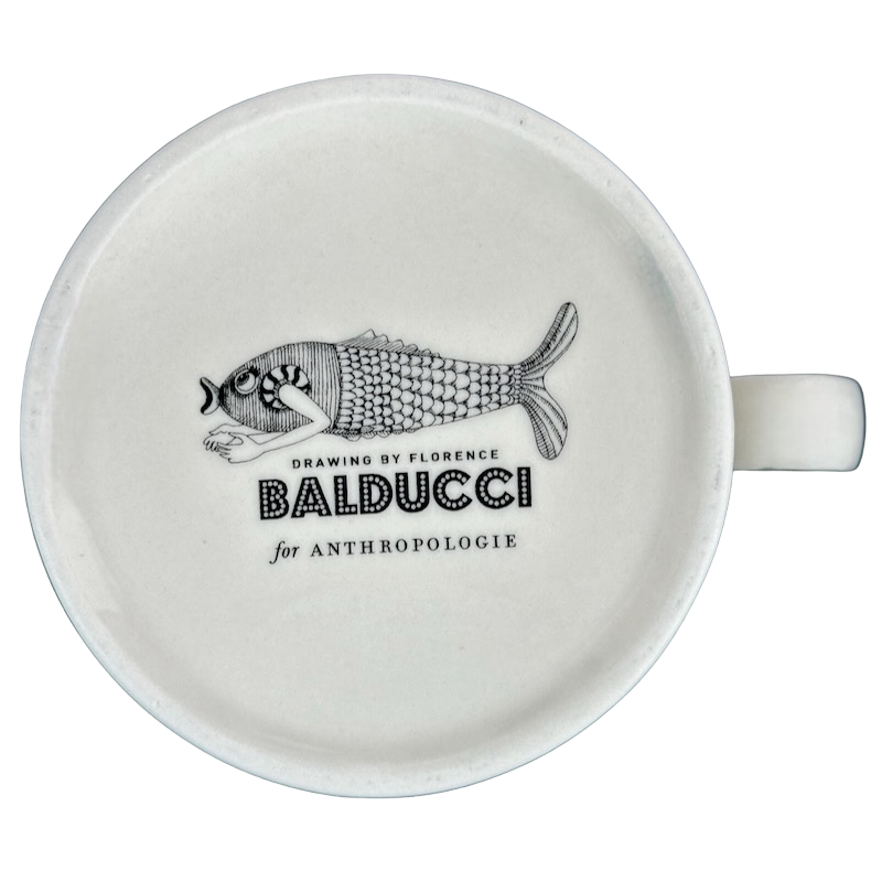 Top view of Florence Balducci Botanical Monogram Initial Mug Anthropologie featuring a fish design
