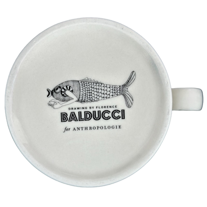 Top view of Florence Balducci Botanical Monogram Initial Mug Anthropologie featuring a fish design