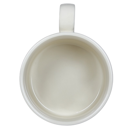 Inside view of Florence Balducci monogram mug showcasing its smooth ceramic finish