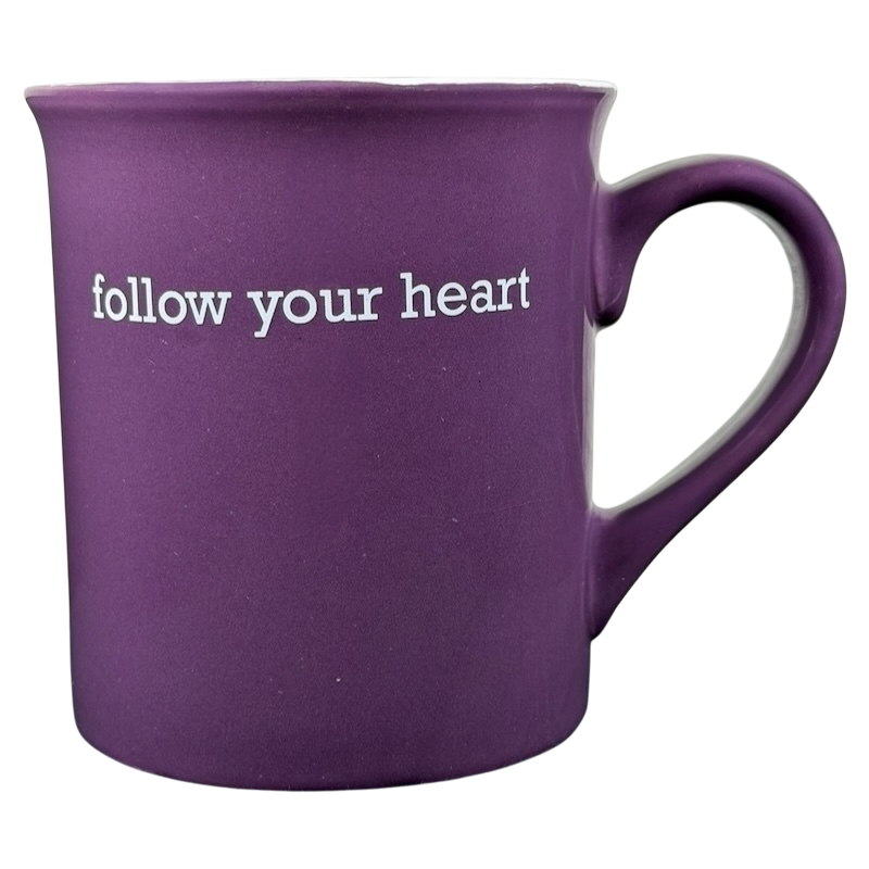 Follow Your Heart collectible THL purple mug with a smooth finish and sturdy handle