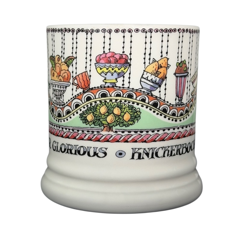 Emma Bridgewater Knickerbocker Glorious collectible mug Fortnum & Mason featuring colorful fruit designs