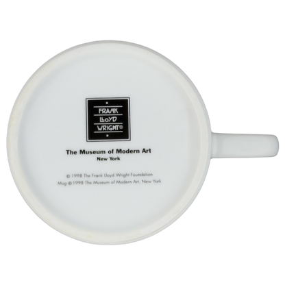 Bottom view of Noritake Frank Lloyd Wright collectible geometric mug marked with The Museum of Modern Art logo