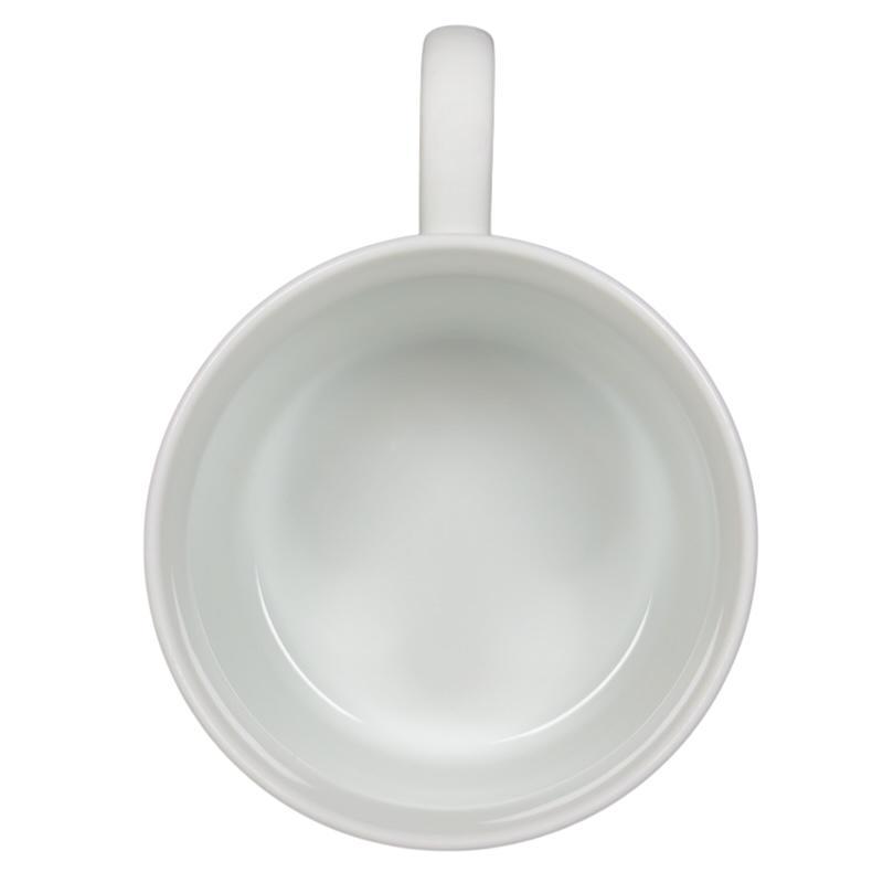 Top view of Noritake Frank Lloyd Wright collectible geometric mug in pristine white ceramic