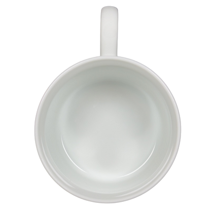 Top view of Noritake Frank Lloyd Wright collectible geometric mug in pristine white ceramic