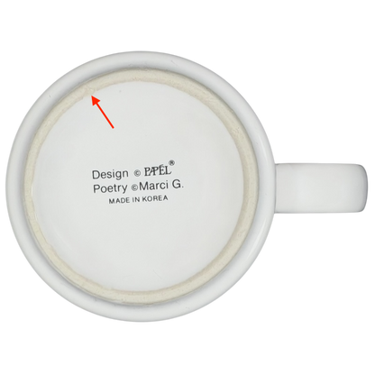 Bottom view of Papel Frank name poetry mug showcasing design details and Made in Korea label
