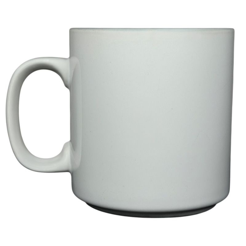 Plain white ceramic Frank name poetry mug with a smooth finish and comfortable handle