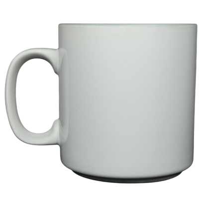 Plain white ceramic Frank name poetry mug with a smooth finish and comfortable handle